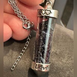 Silver Love Pendant onyx stone